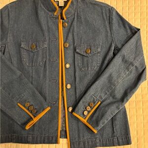 Talbots Blue Denim Jacket with Orange Trim